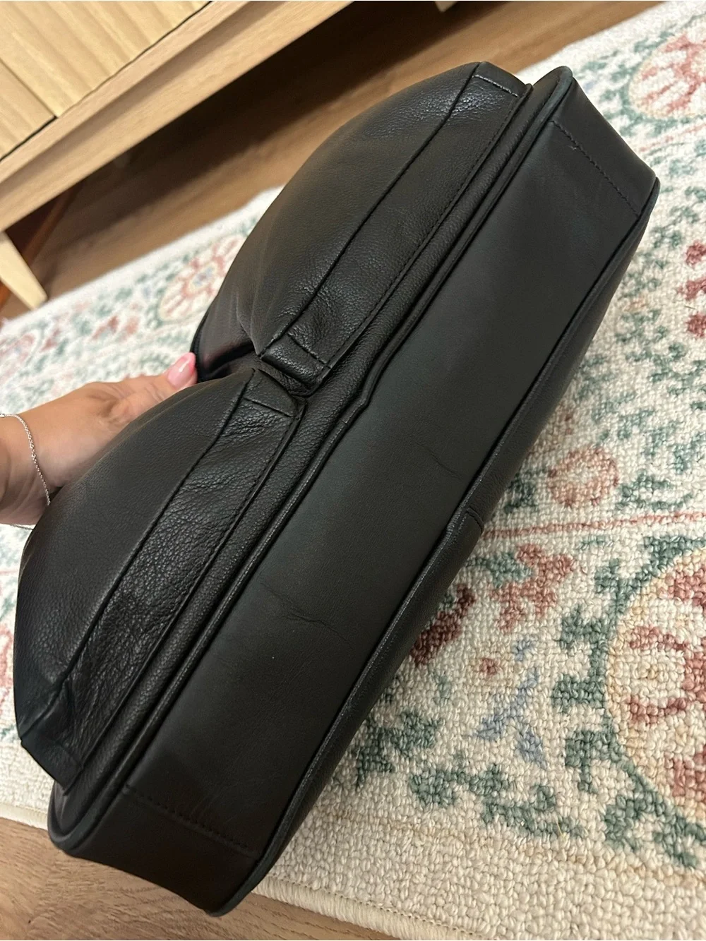 Vintage Coach Black Leather Briefcase with Front Pockets